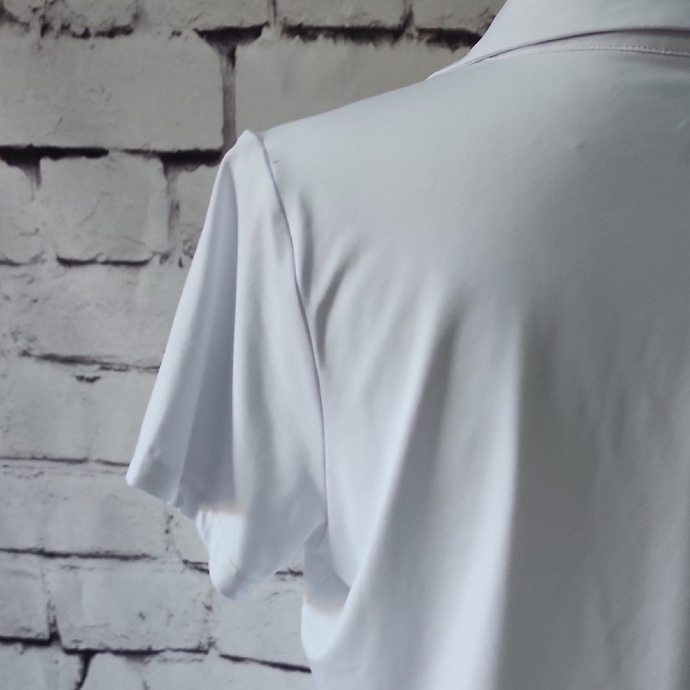 ISEEGZ White Short Sleeve Polo Shirt Golf Activewear Tennis Womens Size M - Picture 4 of 13